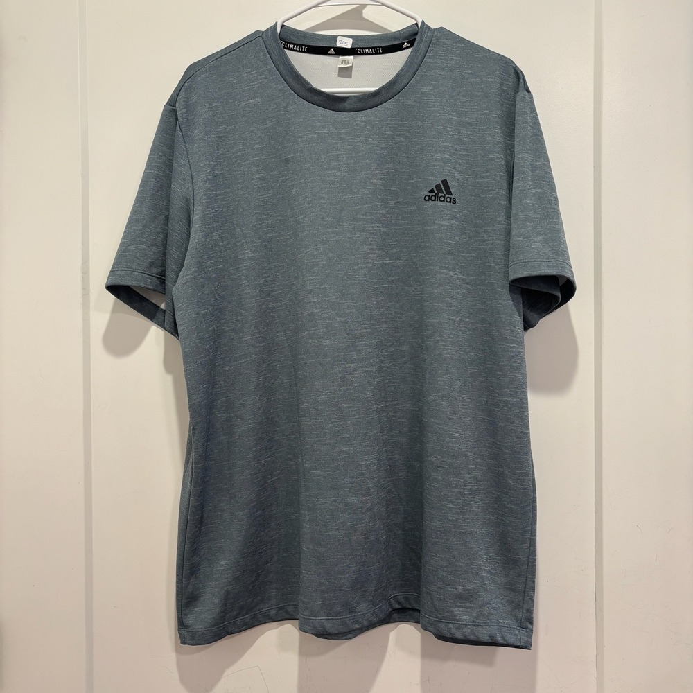 Adidas Mens Climalite Heathered Blue Gray Training Active Shirt CW1916 Size XL